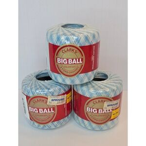 3- Clark's Big Ball 3 Cord Crochet Thread- Shaded Blues Size 30 B-34 750yd